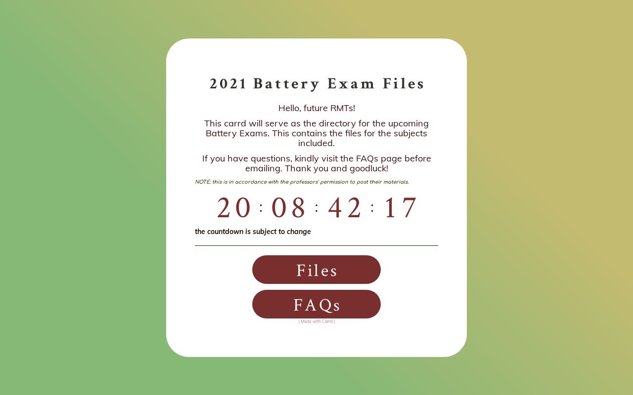 Battery Exam Directory